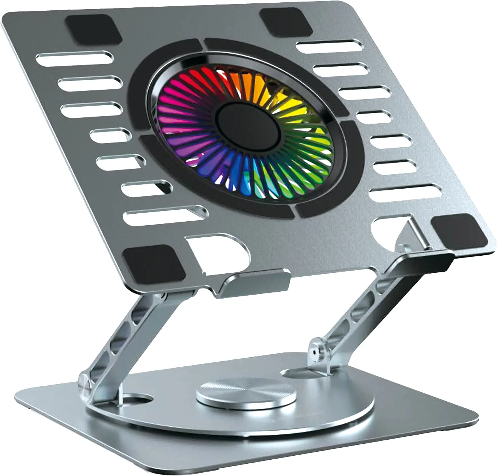 מעמד שולחני ממתכת למחשב נייד עם קירור ותאורת RGB מבית BeeTech