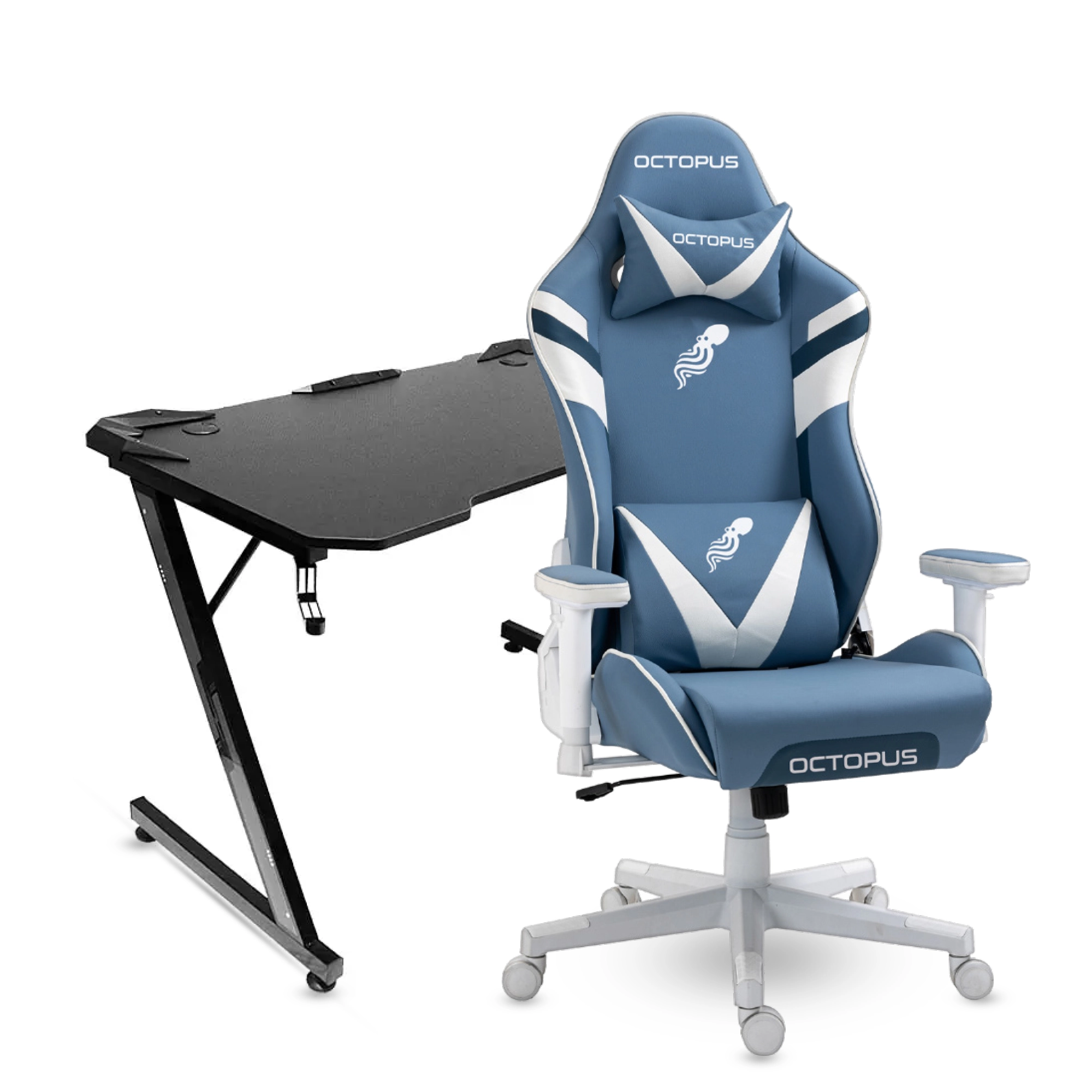 באנדל שולחן וכיסא גיימינג לבנים