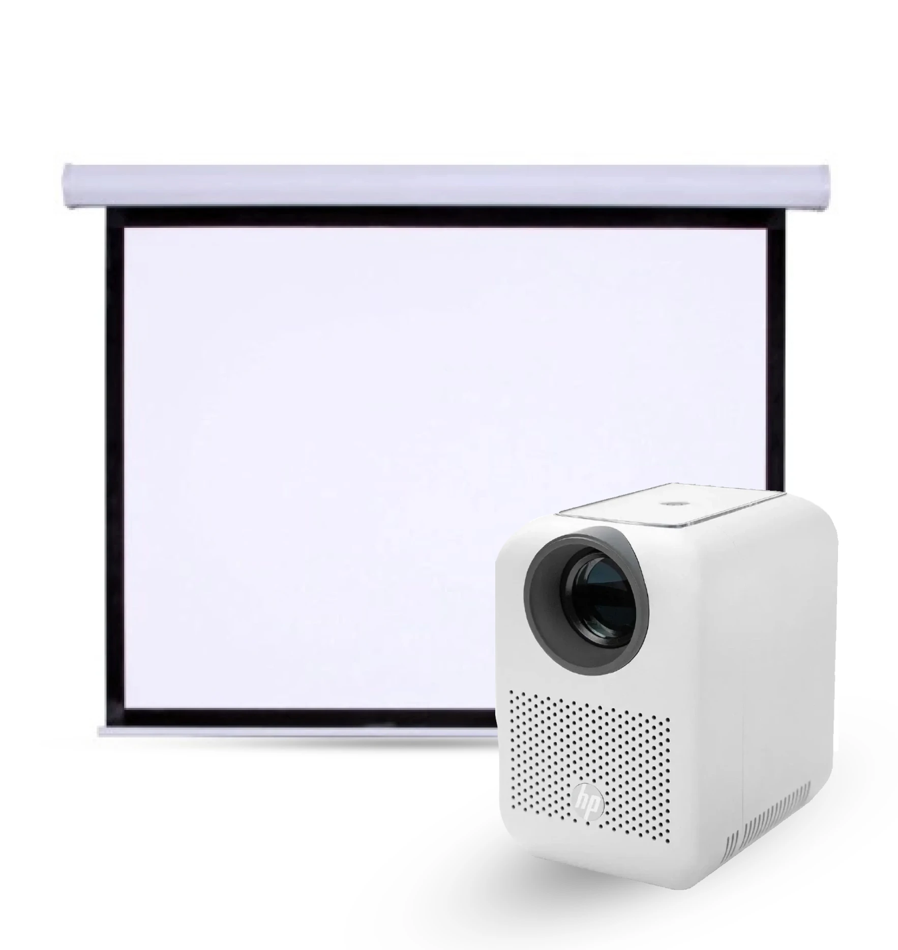 באנדל מיני מקרן דגם CC180W מבית HP + מסך מקרן 60 אינץ'
