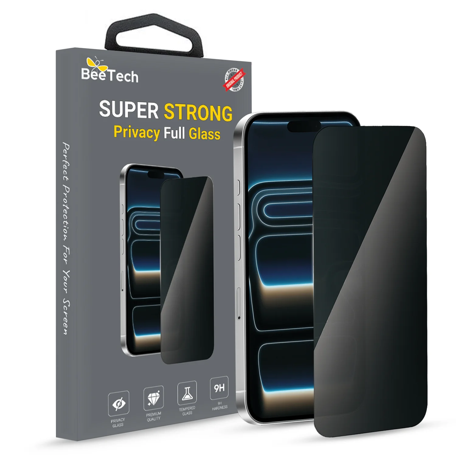 מגן מסך זכוכית מלאה BeeTech Privacy Super Strong ל- iPhone 17 Air