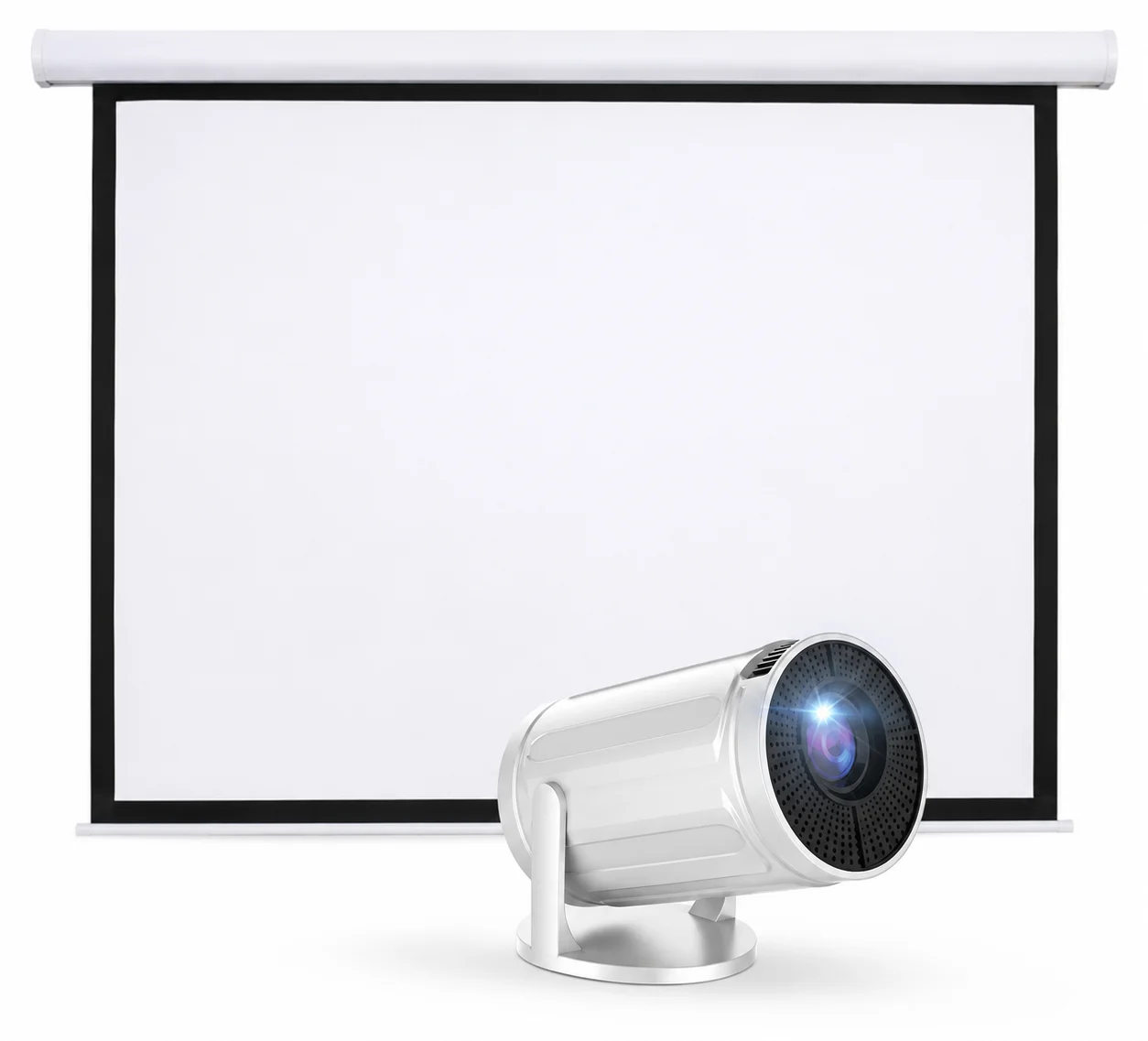 באנדל מיני מקרן Wifi דגם BT-PRJ08W מבית BeeTech + מסך מקרן 60 אינץ'